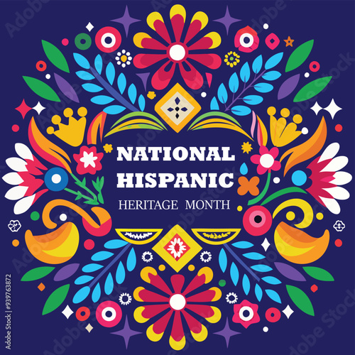 Colorful illustration background of National Hispanic Heritage Month
