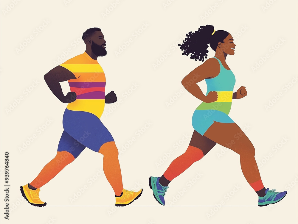 Fototapeta premium two people running