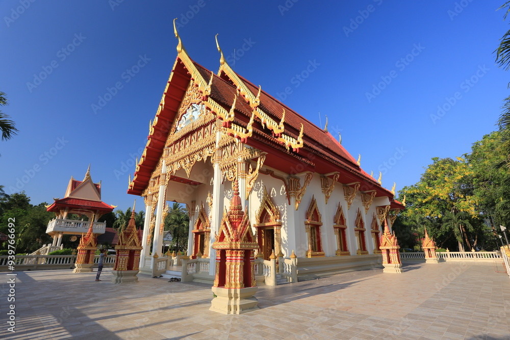 Naklejka premium The beauty of the architecture of Suwan Khiri Temple (Na Muang Temple) a sacred tourist attraction of Ranong Province, Thailand