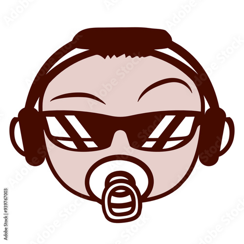 Babies Face head Baby Pacifier Toddler Child Music DJ Headphone Sunglasses Party Night Dancing Clubber Raver Comic Humor Cartoon Cool Disco Club Festival Band Concert Techno Raving Discothek Love