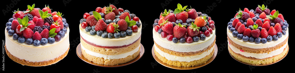 Delicious Layered Cake with Fresh Berries and Cream isolated on white background, cake , dessert , bakery , pastry Delicious Layered Cake with Fresh Berries and Cream isolated on white background, cake , dessert , bakery , pastry