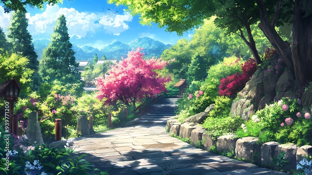 Fototapeta premium Game design background anime style