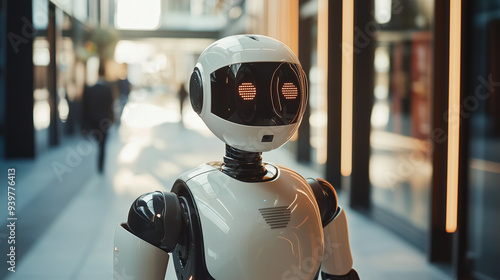 Wallpaper Mural Friendly Humanoid Robot in Modern Indoor Setting Torontodigital.ca