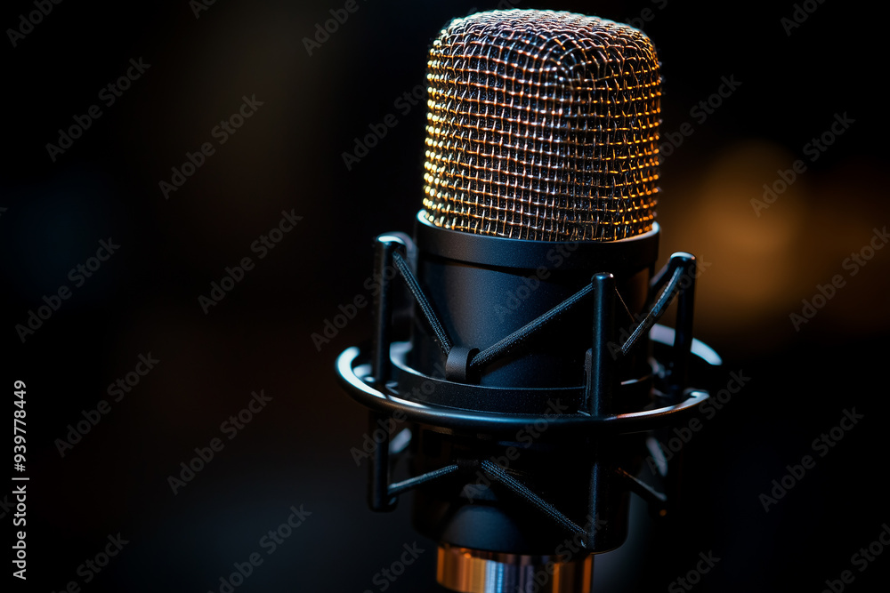 Microphone in a radio studio for podcast recording Microphone in a radio studio for podcast recording
