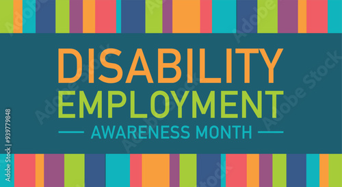 National Disability Employment Awareness Month every year on October,  Vector Template For Banner, Greeting Card, Poster