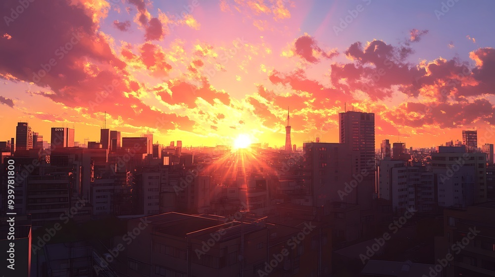 Fototapeta premium Game design background anime style