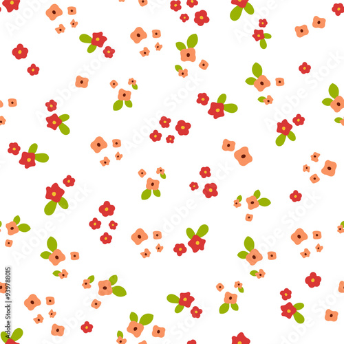 Seamless vector pattern with flowers. For printing on fabric and paper.