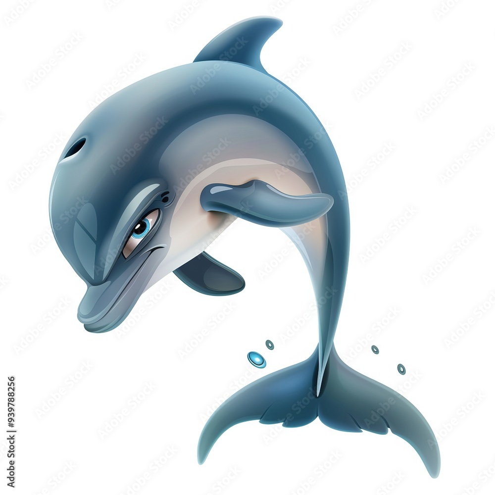 Naklejka premium Dolphin Sadness emotion fantasy animal cartoon isolated whitebackground