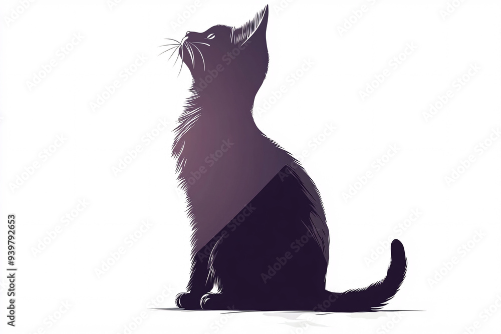 silhouetted black cat sits calmly against a soft gradient light background appearing thoughtful and focused silhouetted black cat sits calmly against a soft gradient light background appearing thoughtful and focused