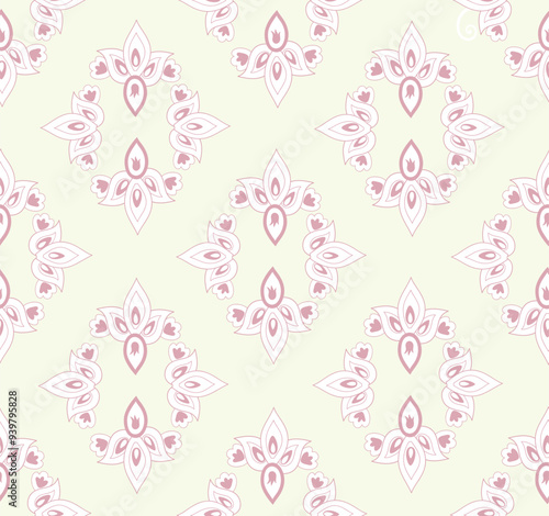 Arabesque floral seamless pattern. Flourish ornamental texture in damask asian style.