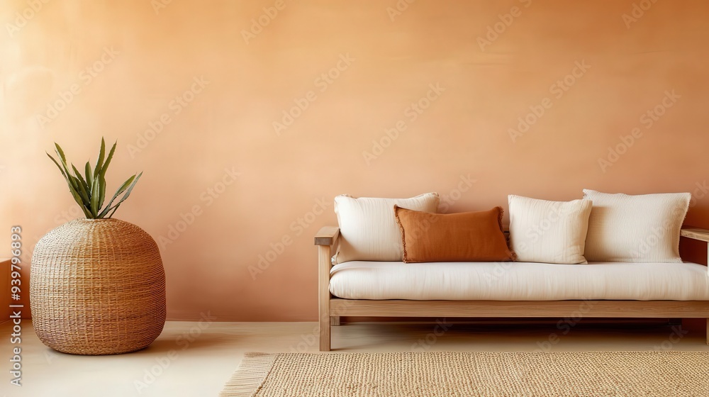 Rustic living room with warm-toned walls, organic wooden furniture, and natural fiber rugs, creating a cozy, earthy vibe, interior design, warm colors, nature-inspired Rustic living room with warm-toned walls, organic wooden furniture, and natural fiber rugs, creating a cozy, earthy vibe, interior design, warm colors, nature-inspired