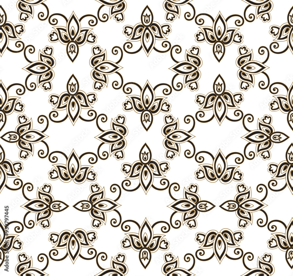 Arabesque floral seamless pattern. Flourish ornamental texture in damask asian style. Arabesque floral seamless pattern. Flourish ornamental texture in damask asian style.