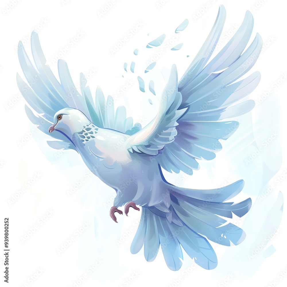 Fototapeta premium Dove Aether animal cartoon isolated whitebackground 16:9