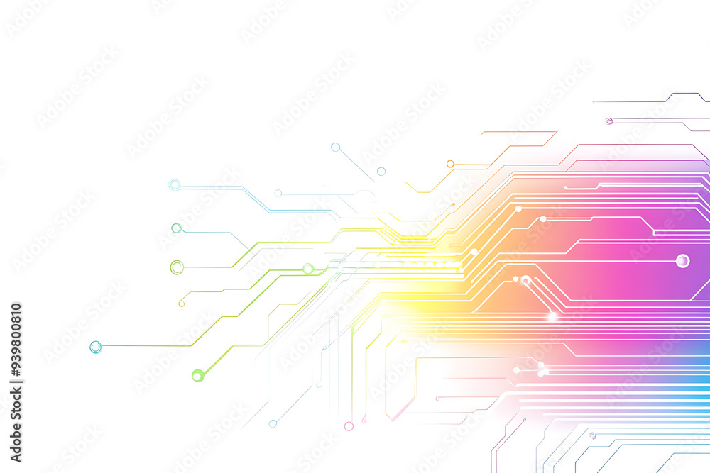 Bright abstract background featuring colorful circuit board lines and dots, symbolizing technology and digital connectivity.
Bright abstract background featuring colorful circuit board lines and dots, symbolizing technology and digital connectivity.