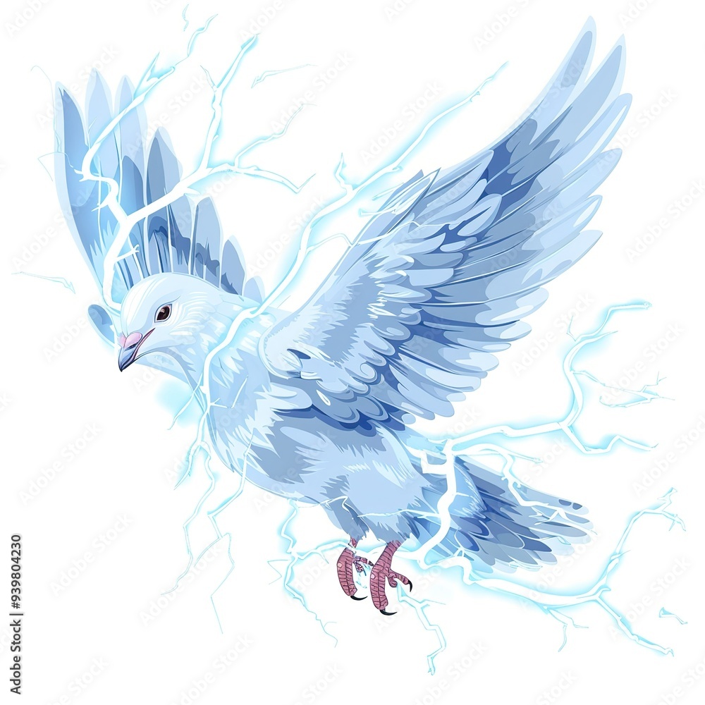 Obraz premium Dove Lightning element animal cartoon isolated whitebackground 16:9