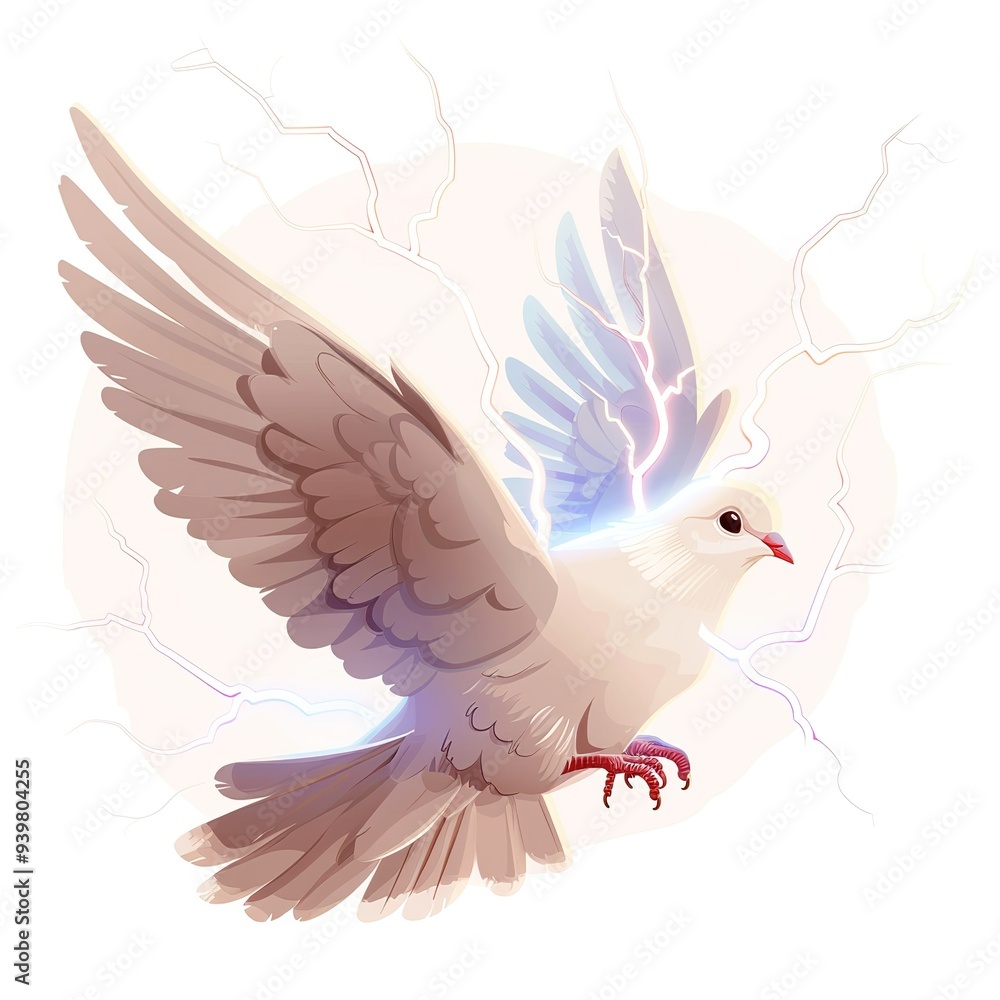 Fototapeta premium Dove Lightning element animal cartoon isolated whitebackground 16:9