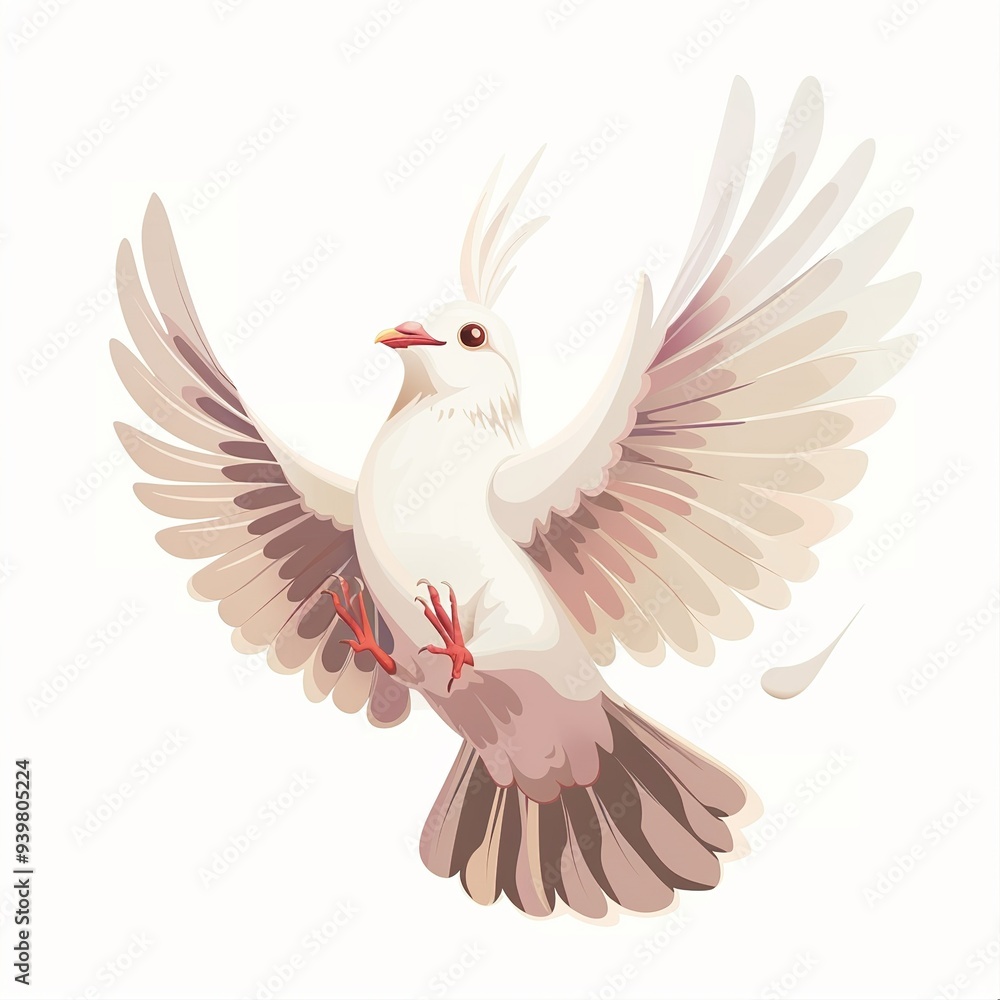 Fototapeta premium Dove Sound element animal cartoon isolated whitebackground 16:9