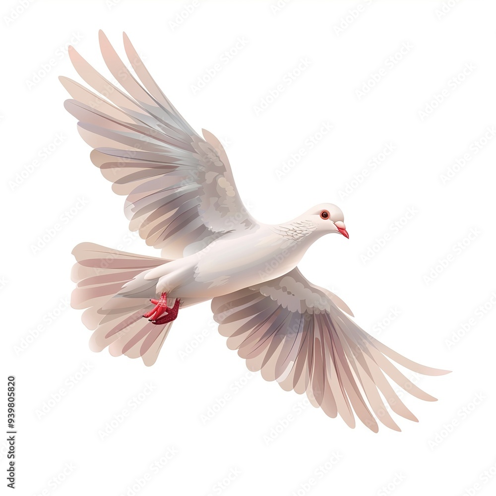 Fototapeta premium Dove Void/Space element animal cartoon isolated whitebackground 16:9