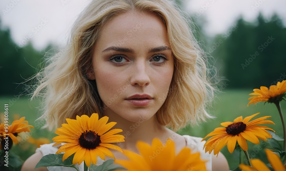 portrait of a woman with flowers portrait of a woman with flowers