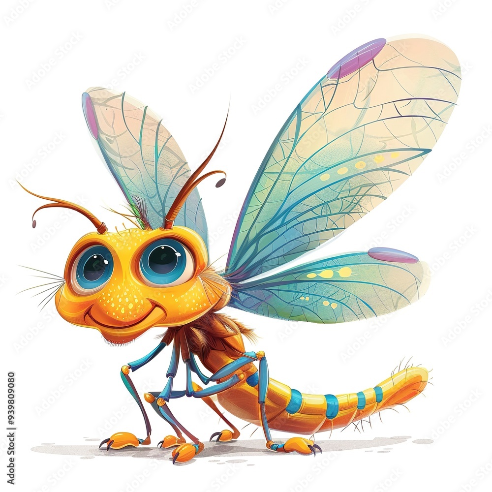Obraz premium Dragonfly Happiness emotion fantasy animal cartoon isolated whitebackground 16:9