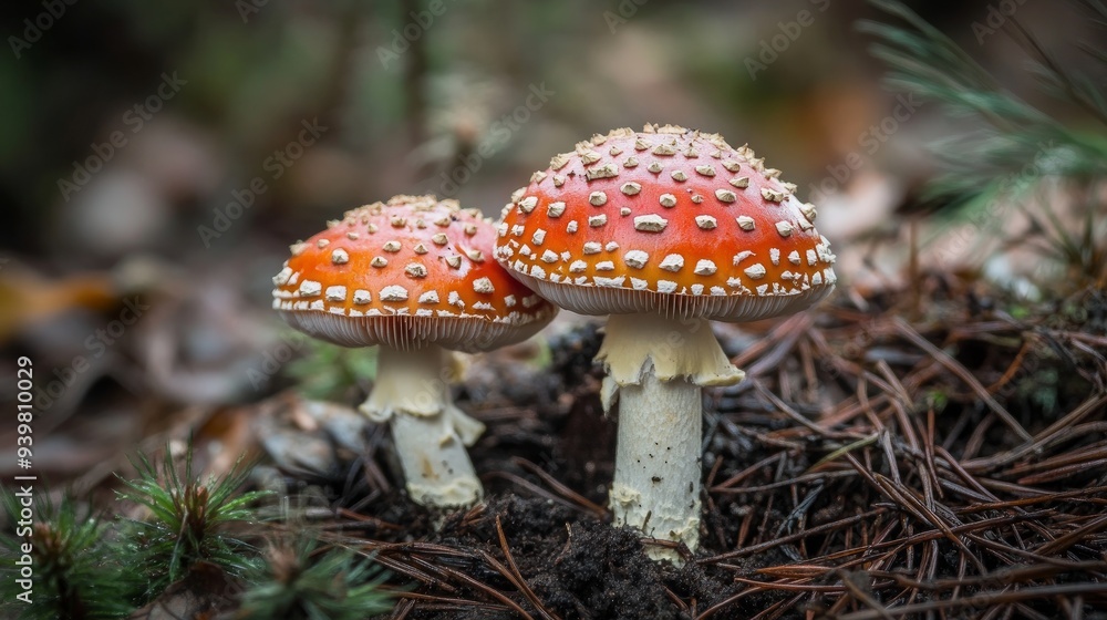 tiny poisonous and inedible mushrooms in a forest background; wild and macro tiny poisonous and inedible mushrooms in a forest background; wild and macro