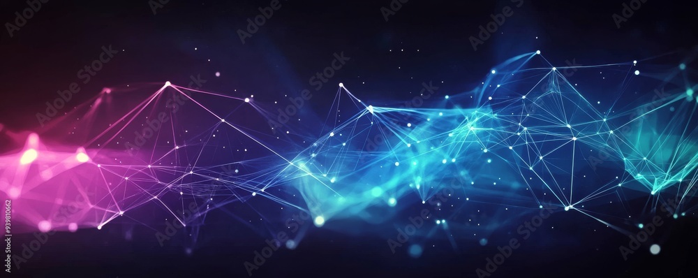 Abstract Digital Network with Glowing Points, Blue and Pink, Abstract Design , Network , Digital Art Abstract Digital Network with Glowing Points, Blue and Pink, Abstract Design , Network , Digital Art