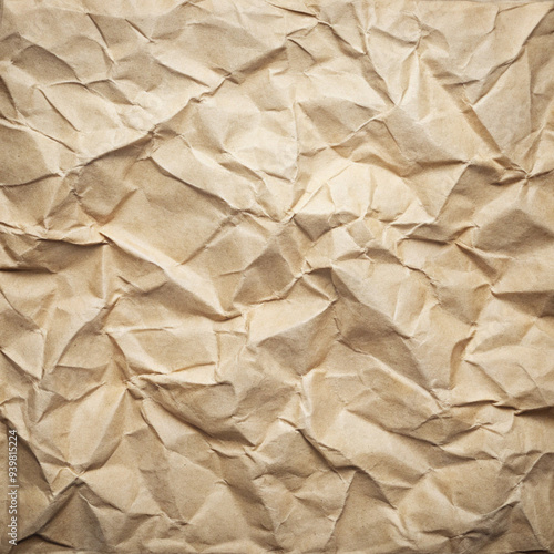 Wallpaper Mural a close-up of crumpled biege paper, revealing its textured surface with various folds and creases Torontodigital.ca