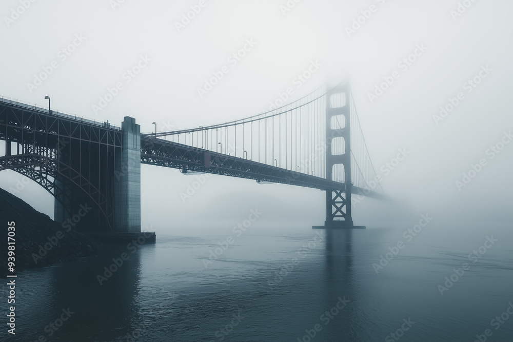 Landscape view of bridge in foggy view across the river, Bridge in the dark vibe with with foggy. Landscape view of bridge in foggy view across the river, Bridge in the dark vibe with with foggy.