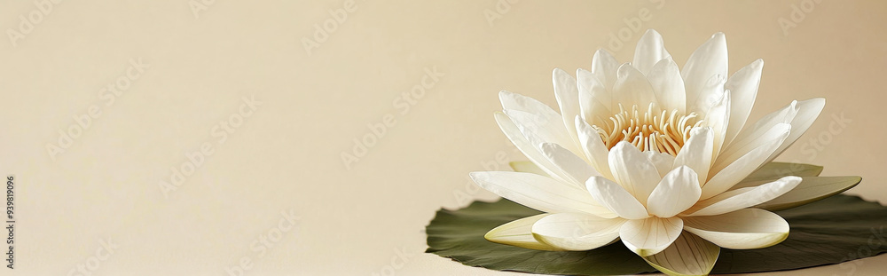 lotus flower centered on a creamy white background, with clean lines and ample space for text lotus flower centered on a creamy white background, with clean lines and ample space for text