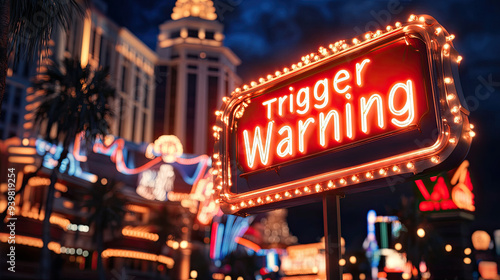 Trigger warning, written in a neon sign