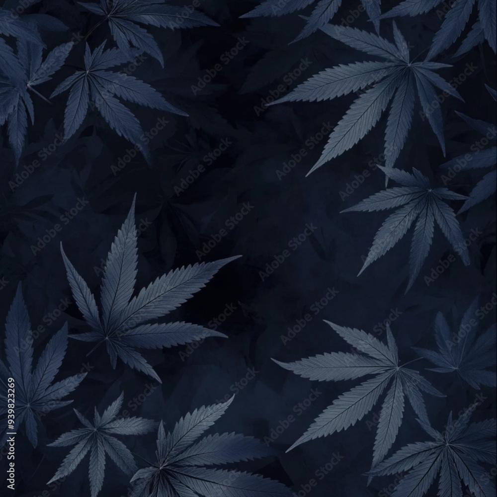 a navy blue to black graident background with subtle marijuana leaves hidden in the background a navy blue to black graident background with subtle marijuana leaves hidden in the background