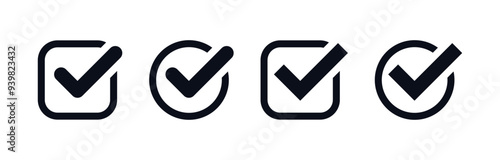 check mark icon button set. check box icon with right or correct buttons and yes checkmark tick box icons - checkbox symbol sign. check mark box square frame. vector illustration