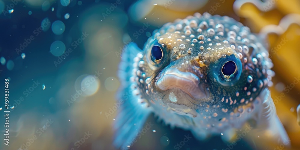 Golden Arowana or Dragon Fish Against a Blue Backdrop Golden Arowana or Dragon Fish Against a Blue Backdrop