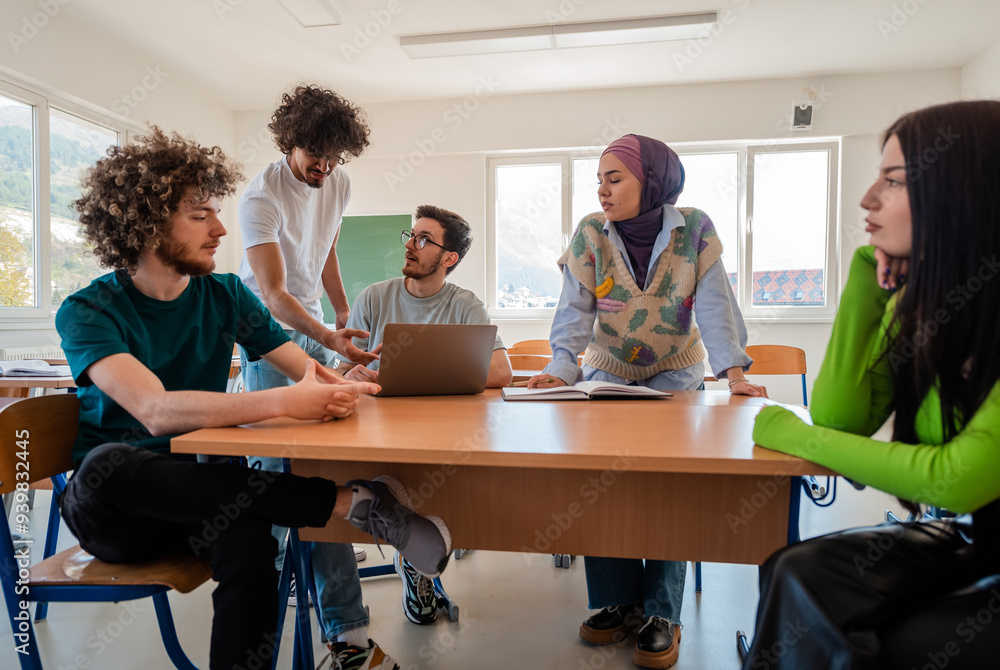 A group of diverse college students learning or studying together or a business team working together on a project plan in the office workplace. A group of diverse college students learning or studying together or a business team working together on a project plan in the office workplace.