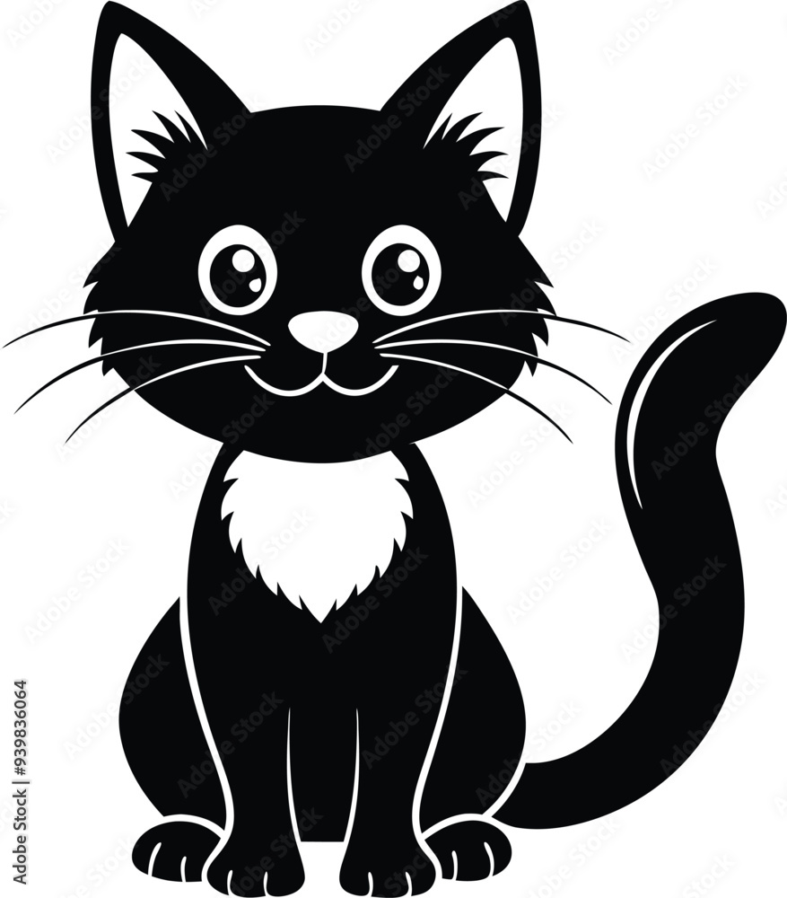 Fototapeta premium silhouette of a cat on a white background