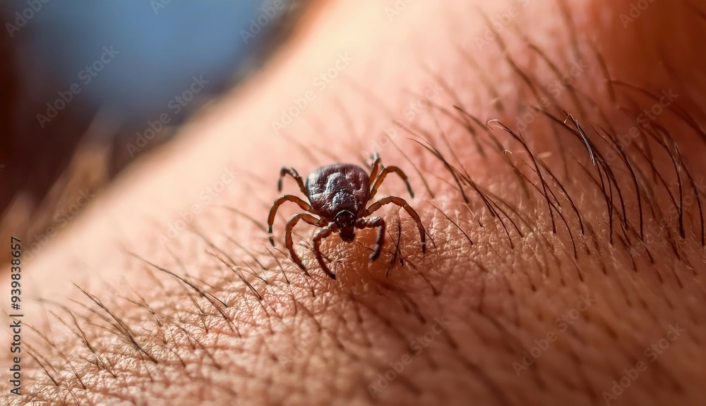 Obraz premium Close Up of a Tick on Human Skin.