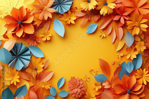 Wallpaper Mural Colored Leaves Frame Background - Space for Text	 Torontodigital.ca