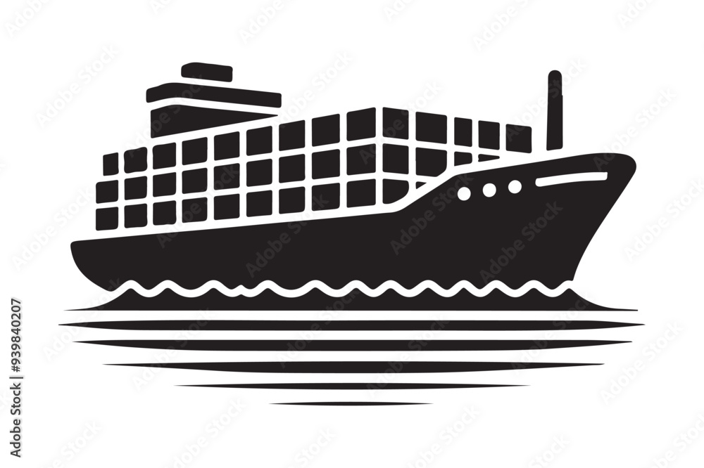 Detailed Container Ship Silhouette Vectors for Marine Projects Detailed Container Ship Silhouette Vectors for Marine Projects