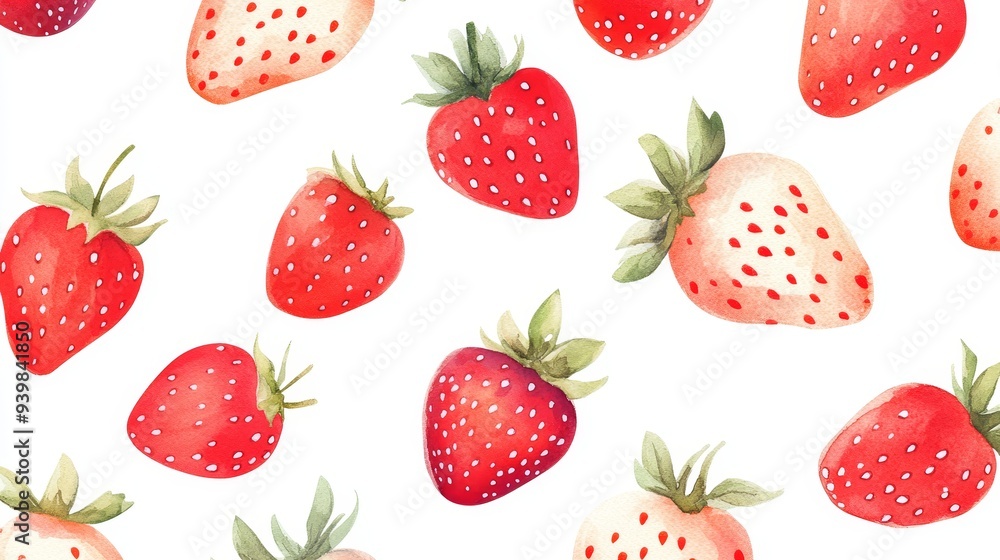 Strawberry set. White background. Watercolor illustrations Strawberry set. White background. Watercolor illustrations