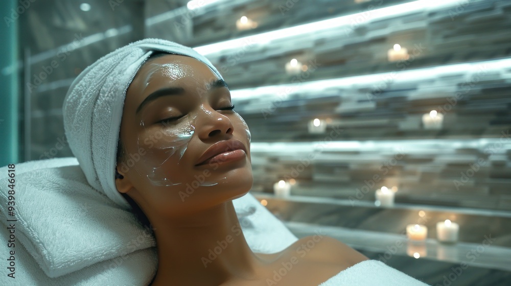 A serene spa room scene showcasing a woman receiving a relaxing facial massage, emphasizing relaxation and rejuvenation. A serene spa room scene showcasing a woman receiving a relaxing facial massage, emphasizing relaxation and rejuvenation.