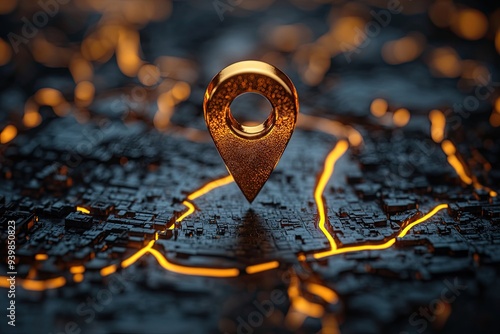 Wallpaper Mural Golden Location Pointer on Abstract Map Torontodigital.ca