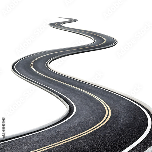 Winding Road Illustration, Serpentine Asphalt Highway, Curved Road Rendering, S-Shaped Highway Design, Roadway Image, Artistic Road Graphic