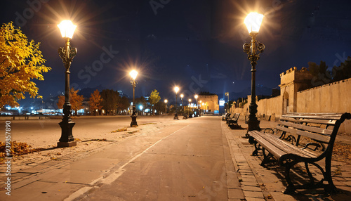 Promenade nocturne éclairée