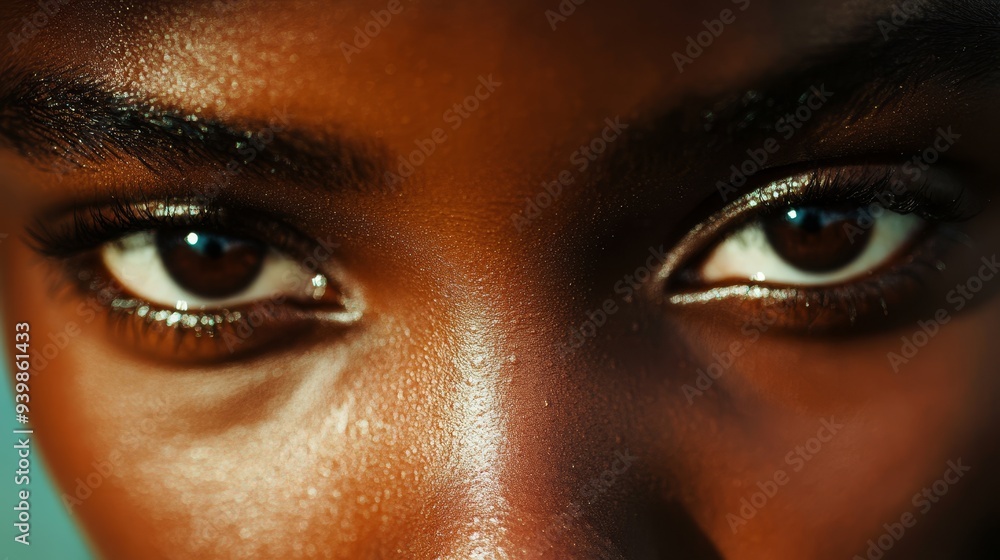 Close-up African American woman face. Detailed skin texture Close-up African American woman face. Detailed skin texture