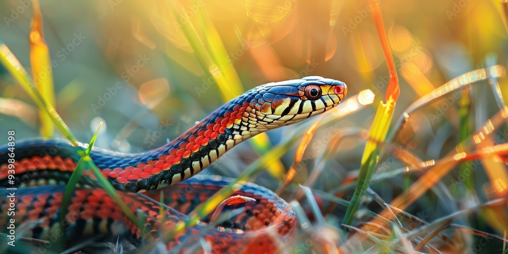 Obraz premium Caution: Garter Snake in the Grass