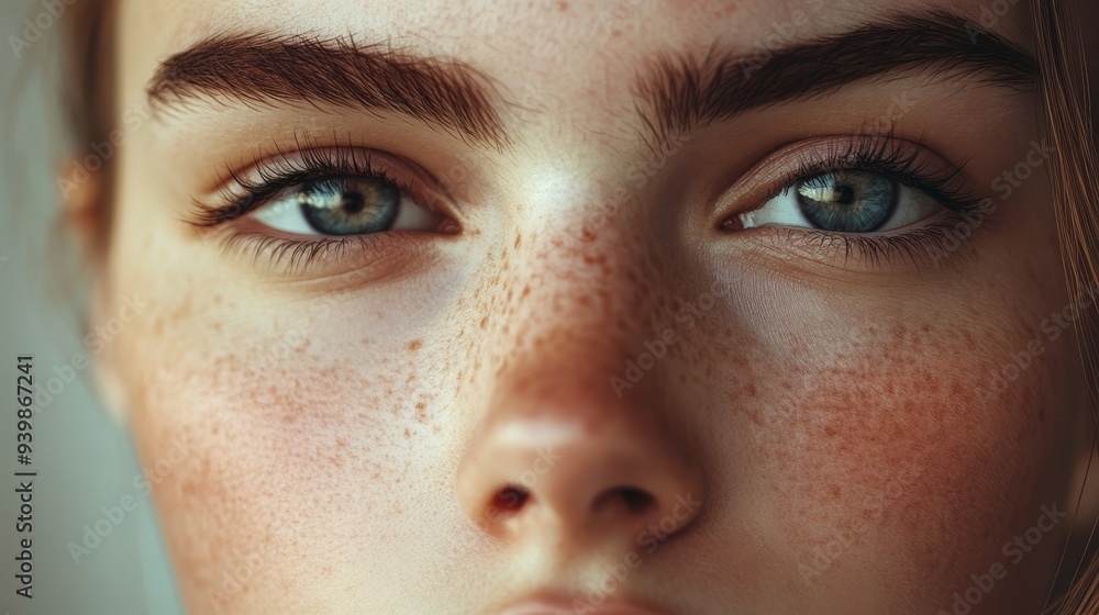 Close-up woman face. Detailed skin texture Close-up woman face. Detailed skin texture