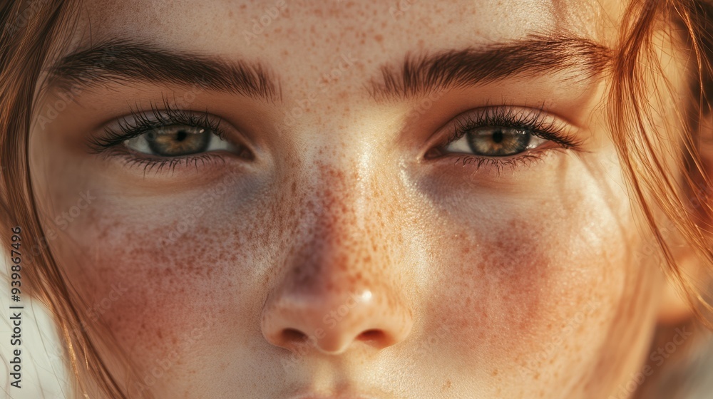 Fototapeta premium Close-up woman face. Detailed skin texture