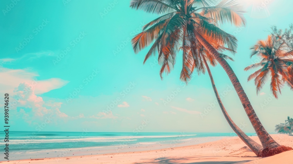 Tropical Paradise: Palm Trees on a Sunny Beach Tropical Paradise: Palm Trees on a Sunny Beach