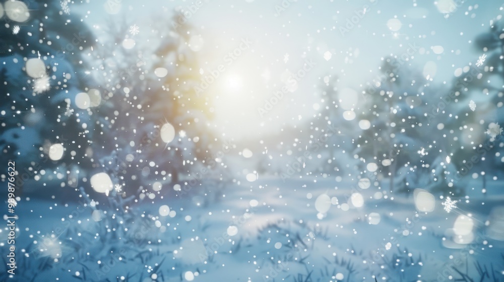 Snowy Forest Landscape with Falling Snow Snowy Forest Landscape with Falling Snow