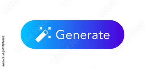 AI Generate Button. Vector Button for AI Generator App. Artificial Intelligence Generate Button for User Interface (UI), Web Design, App, Online Tool. 